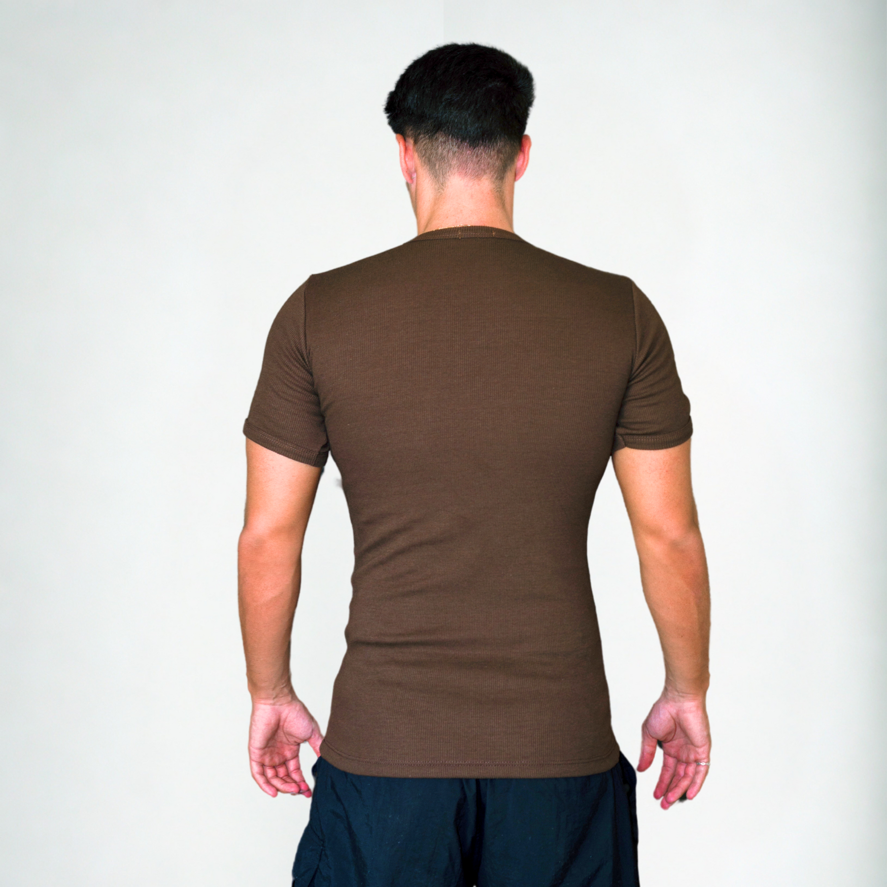 Ribbed T-shirt Brown