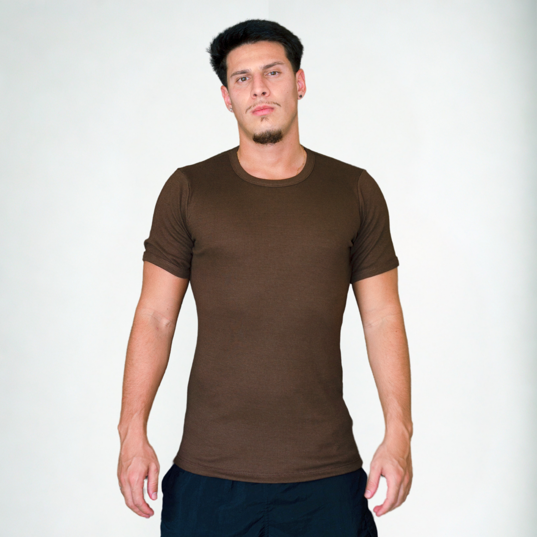 Ribbed T-shirt Brown