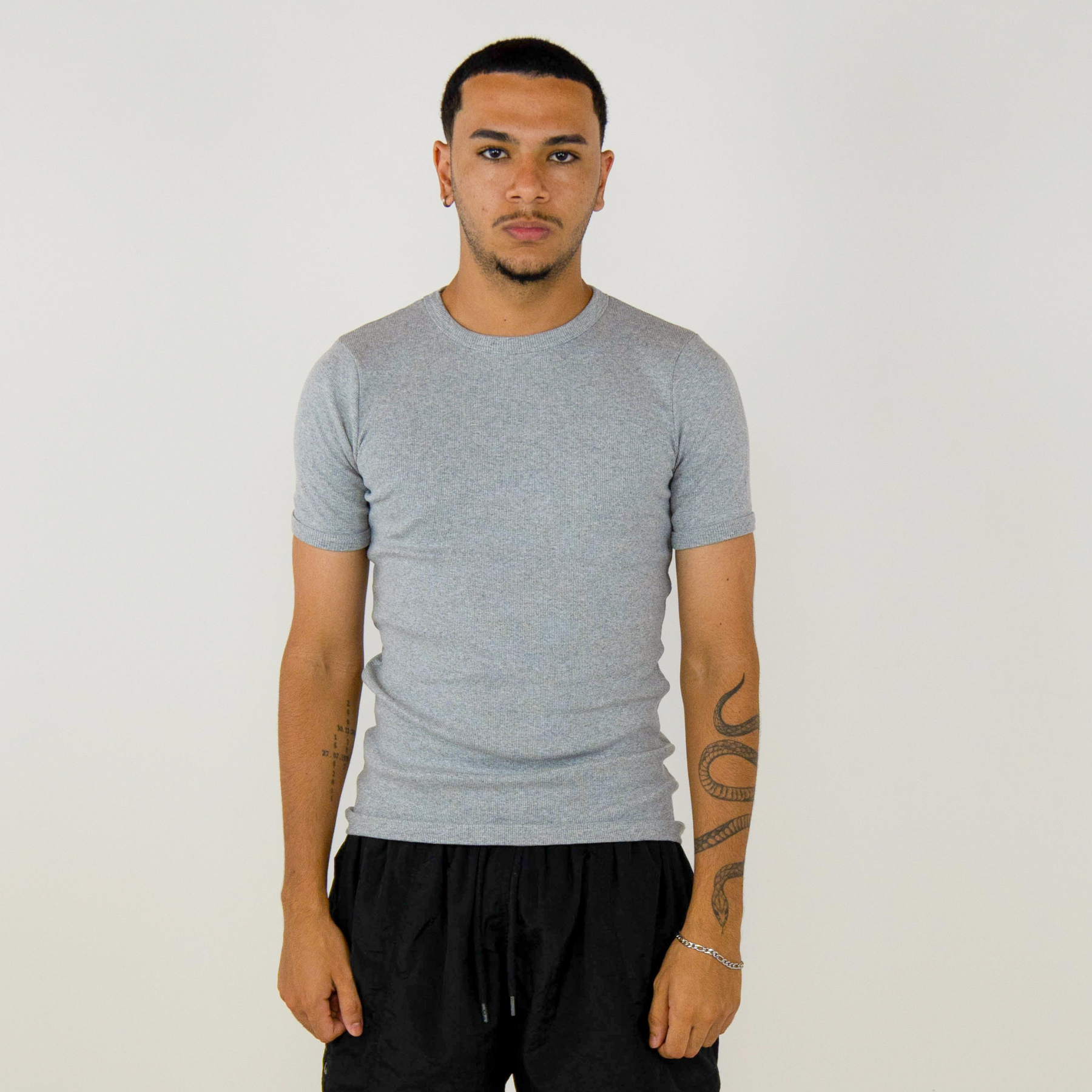 Ribbed T-shirt Gray
